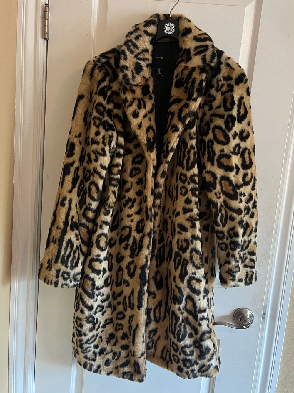 Forever 21 Leopard Print Faux Fur Coat in Tan and Black